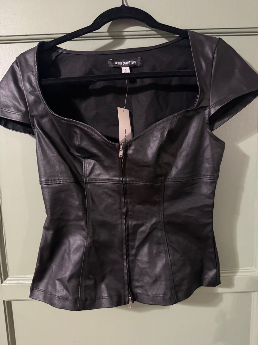 Urban Outfitters Black Faux Leather Zip Corset Top - Picture 2 of 2